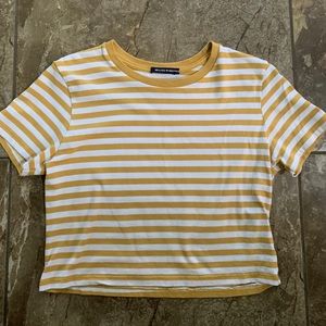 Brandy Melville white and yellow striped crop top